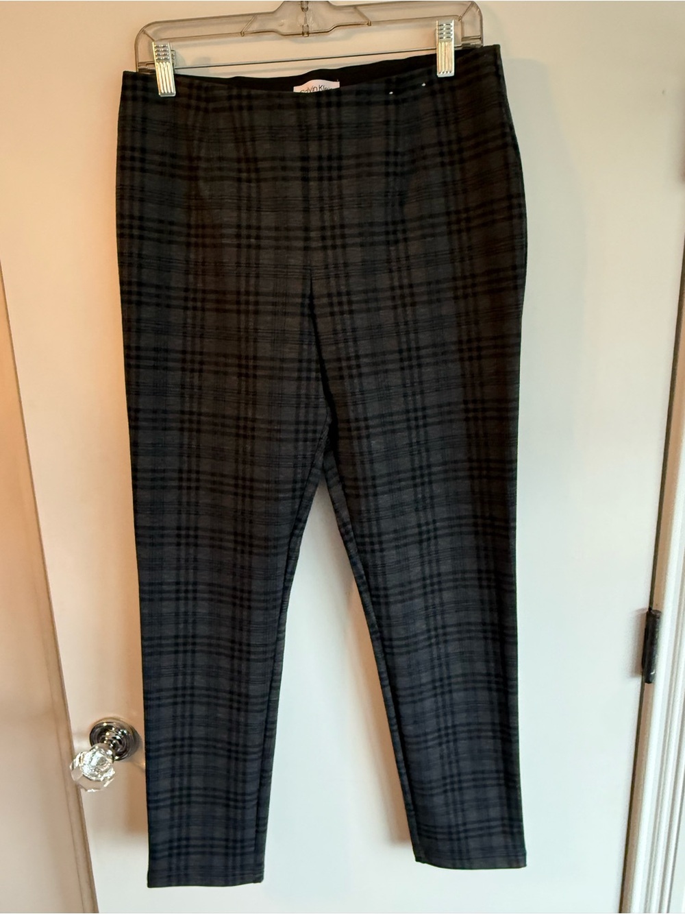Calvin Klein Black and Gray Plaid Skinny Pants